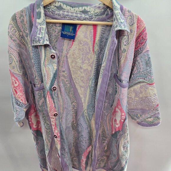 Limnos Pastel 100% Mercerised Cotton Open Australian Textured Sweater Large - Picture 3 of 15